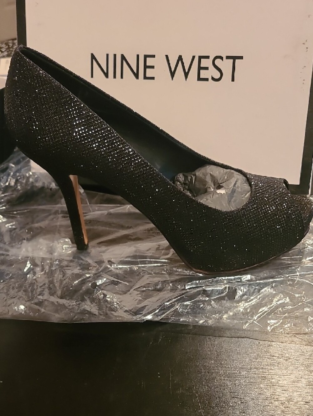 Nine West Black Open-Toe Stiletto Pump